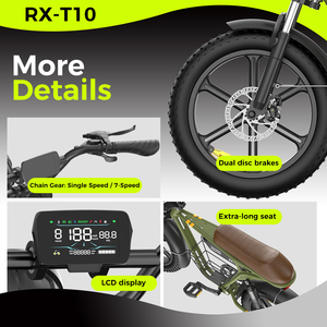 Vélo de montagne électrique RX-T10, 20 pouces, double suspension, pneus larges, vélo électrique pour adultes, cadre en alliage d'aluminium, frein à disque, tout-terrain - Product Image 3