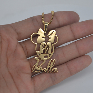 Custom Jewelry Gold Plated Personalized <strong>Kids</strong> Gift Cartoon Pendant Chain Character <strong>Name</strong> Plate <strong>Necklace</strong> - Product Image 3