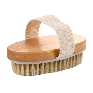 Cepillo de ducha de madera con cerdas naturales para exfoliar la piel muerta del rostro, pies y cuerpo, cepillo exfoliante para piel seca. - Product Image 1