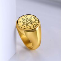 Bague Punk en Acier Inoxydable Myshape Vintage Tetragrammaton Viking Wahyeh, Amulette Magique Pentagramme de Salomon Bénie