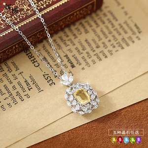 Collier avec pendentif carré en topaze bleue, 9 fleurs délicates, 6x8mm, en argent sterling 925, pierre naturelle grenat, bijoux pour femmes - Product Image 2