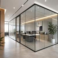 Système de cloisons de bureau en verre avec cadre en aluminium pour séparation intérieure de bureaux et salles de réunion, couleur personnalisée