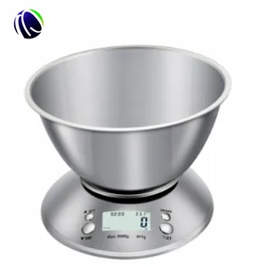 Durable high accuracy 5kg stainless steel electronic digital food kitchen weighing scale with big stainless steel bowl