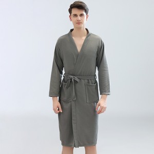 Family High Quality Long Kimono <strong>Robe</strong> Solid Color Couple Pajamas Bathrobe Long Pajama <strong>Waffle</strong> Sleeping <strong>Robe</strong> - Product Image 6