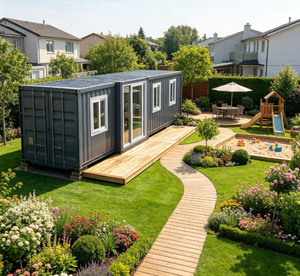 Conteneur extensible de 40 pieds avec toilettes et fente pour câbles intégrée pour bureau de chantier, espace de vie - Product Image 1
