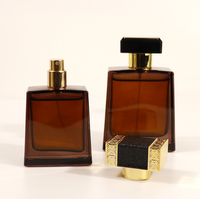 Flacon de parfum en verre ambré de 50 ml à brume fine, flacon pulvérisateur de parfum vide de 100 ml de haute qualité avec couvercle