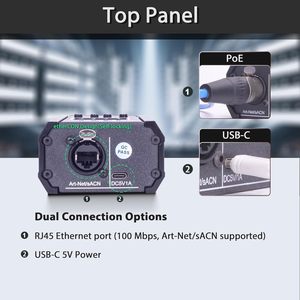 Pknight CR011R MK II Nœud <span class=keywords><strong>ArtNet</strong></span> SACN DMX512 Bidirectionnel 1 Port pour Affichage LED, Design Compact, <span class=keywords><strong>USB</strong></span>-C, Éclairage Scénique, Garantie 1 An - Product Image 3