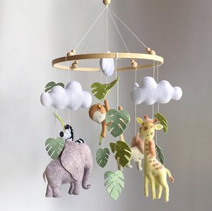 <span class=keywords><strong>Mobile</strong></span> de berceau pour bébé en feutre, <span class=keywords><strong>animaux</strong></span> de la <span class=keywords><strong>jungle</strong></span>, personnalisable, faible MOQ, vente en gros, jouets sensoriels suspendus neutres pour la crèche, pour enfants - Product Image 1