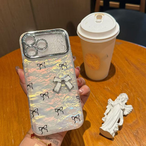<span class=keywords><strong>Funda</strong></span> Transparente con Lazo Plateado Brillante para iPhone 17 16 15 14 13 12 11 Pro Max X Xr Xs Max, Cubierta Suave con Brillo - Product Image 6