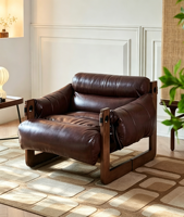 Fauteuil inclinable ergonomique moderne en cuir PU crème, rembourré et épais, pour salon et appartement