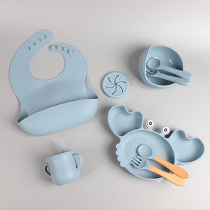 Service OEM ODM Eversoul, ensemble de vaisselle pour bébé en silicone de 9 pièces en forme de crabe, compatible micro-ondes, assiette pour bébé, ensemble d'alimentation pour bébé pour enfants - Product Image 3