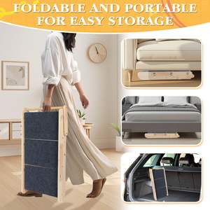 2-in-1 Faltbare Holz-Hundetreppe für Betten, Sofas und Autos Holz-Haustiertreppe & -Rampe mit 3 Stufen für Kleine, Mittlere und Große Haustiere - Product Image 6