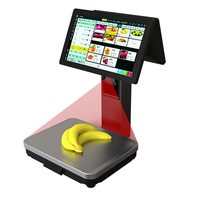 Timbangan Digital 11.6 inci dengan Label Barcode Printer untuk pasar ritel toko buah secara otomatis mengenali barang