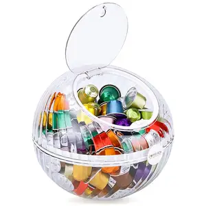 Boîte de rangement pour café à capsules en gros Rangement de bureau Bureau Salon de thé Créatif Simple Transparent Étanche à la poussière Présentoir