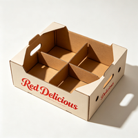 Boîte à fruits en carton ondulé kraft simple avec poignées, boîtes d'expédition en carton imperméables pour pommes, oranges