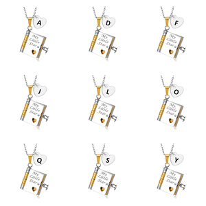 Nuevo nombre personalizado medallón hija libro Mini mensaje 26 letra inicial mi pequeña estrella libro colgante collar para regalo de hija - Product Image 1