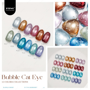 JTING Crystal - Esmalte de Uñas en Gel de Ojo de Gato con Burbujas de 12 Colores, Sin HEMA/TPO, Magnético Dual, de Larga Duración, UV, OEM - Product Image 5