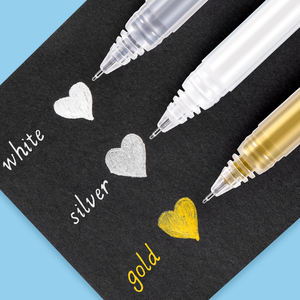 Stylos surligneurs artistiques |   3 couleurs (blanc/argent/or), pointe fine de 0,6 mm, forte couvrance pour papier noir, aquarelle et croquis - Product Image 3