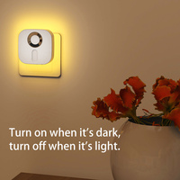 Lampu Malam LED dengan Colokan EU/US, Aktif dengan Sensor Gerak, Dapat Diredupkan Otomatis, Lampu Dinding, Lampu Samping Tempat Tidur, Pencahayaan Dalam Ruangan untuk Rumah, Kamar Tidur, Ruang Tamu.