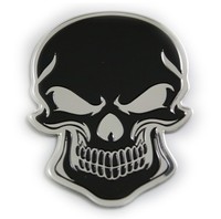 Autocollant 3D en métal pour voiture, motif crâne et drapeau, pour carrosserie et moto