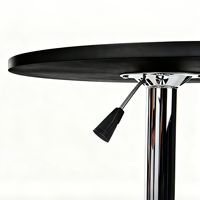Table de bar ronde moderne en MDF à hauteur réglable avec pieds en métal chromé, mobilier commercial personnalisable en couleur