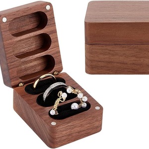 Wooden Ring Storage <b>Box</b> 6.2x4.8x3.6cm Flip Top Solid Wood Jewelry Organizer For Rings And <b>Earrings</b> - Product Image 5