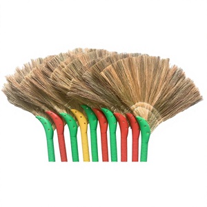 HNIECO Balai en paille souple avec manche en plastique, écologique, pour usage domestique, multifonctionnel, séchage rapide, nettoyage facile, pelle à poussière en HDPE, classique - Product Image 1