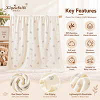 Couette pour enfant respirante en coton bambou 6 couches, motif ourson, pêche et ballons, en gaze froissée douce, pour lit bébé, OEM