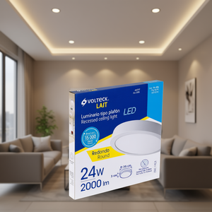 Volteck 24W <b>LED</b> Recessed Ceiling <b>Light</b> 2000lm Daylight White 6500K Modern Round Design IP44 <b>for</b> Home Office Bedroom <b>Living</b> <b>Room</b> - Product Image 2