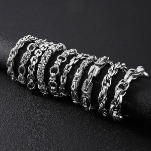 Hot-Selling Stainless Steel Punk Bracelet Simple Domineering High-End Cuban Trendy Men's Jewelry Geometric Bangles for Gift - Product Image 1