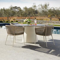 Table longue de tissage en corde pour extérieur Cour Jardin Loisirs Meubles Hôtel Patio Table imperméable Balcon Tables et chaises