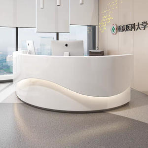 Mostrador de Recepción Moderno y Minimalista, Lacado en Blanco, <span class=keywords><strong>para</strong></span> Clínica Dental o Cosmética, Mostrador Circular de Caja, Barra Frontal - Product Image 6