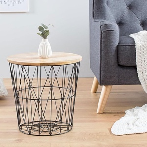 Modern Style Brown Wooden <strong>Storage</strong> <strong>Baskets</strong> Black Iron Wire End Side Home Furniture <strong>for</strong> Bathroom Patio Set Steel <strong>Units</strong> <strong>for</strong> Gifts - Product Image 4
