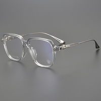 Monturas Ópticas Cuadradas de Acetato Sólido Premium, Montura Completa, Lentes Graduadas, Patillas Decorativas de Titanio, Unisex