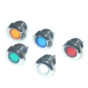 QZ Industrial Diameter 16mm Metal Signal Pilot Lamp/LED Indicator Light with Green Red Yellow Blue 24V 36V 110V Waterproof