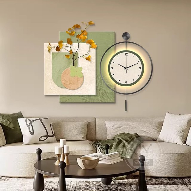 Modern Minimalist Abstract Crystal Porcelain Dining Room Living Room Silent Wall Clock Hanging Painting Creative Decoration