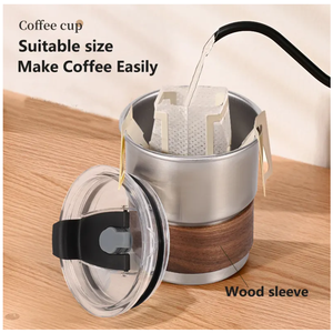 Tasses à café glacé portables en acier inoxydable de 300 ml avec couvercles, mugs de camping en métal, manchon anti-brûlure pour pique-nique en plein air - Product Image 3