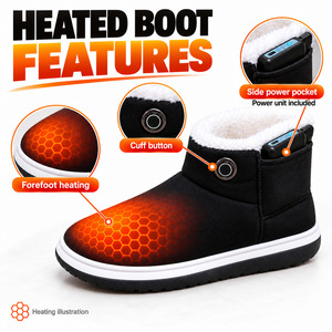 Bottes chauffantes pour la maison, idéales pour la détente et le travail au bureau, avec design montant à la cheville, boutons de manchette ronds et poches latérales extérieures. - Product Image 1