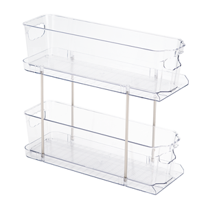 2 Tier <b>Clear</b> Plastic Storage Organizer with Handles Eco-Friendly Durable Stackable Countertop Rack for Bathroom Food Kitchen - Product Image 2