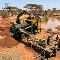 Installation mobile de lavage d'or SHINING 30-50 TPH avec crible trommel pour l'or alluvionnaire, séparateur d'or placer, récupération d'or, moteur thermique 35 kW