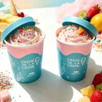 Vasos/Tazones de Papel para Helado y Yogur de Doble Pared con Impresión Personalizada y Tapas de Papel para Alimentos Congelados y Comida para Llevar