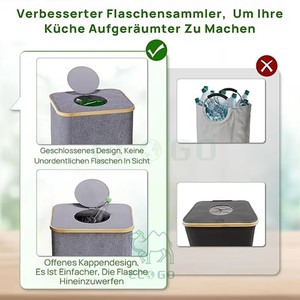 Contenedor de Recolección de Botellas Rectangular con Capacidad Personalizable, Diseño con Tapa Abatible, Bolsa de Transporte Integrada de Tela de Bambú - Product Image 6