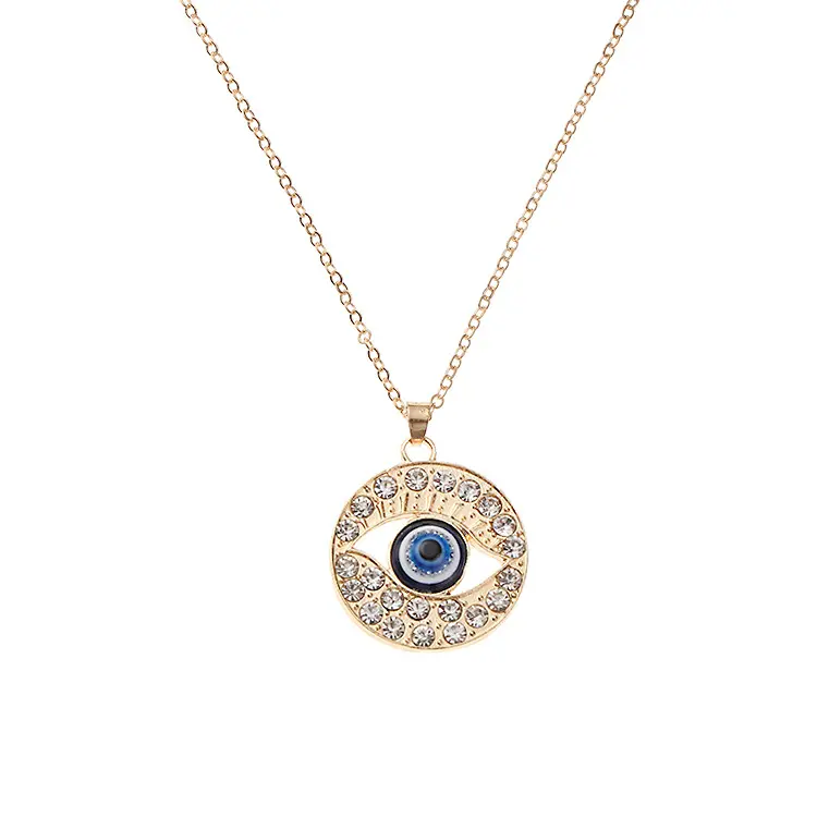 C&H Fine Jewelry Gold Plated Blue Eye Fatima Alloy Necklace With Pendant