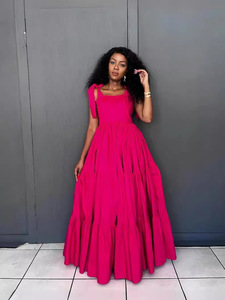 Новое летнее модное платье-халтер BH661 с милым бантом, на шнуровке, дышащее, из нетканого материала, в пол, с цифровой печатью, экологичное - Product Image 4