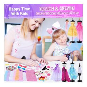 Fashion Design Kit Children Creative Sewing Craft Plastic Mannequin Fabric Templates Accessories <b>Tools</b> Storage Portable Gift - Product Image 2