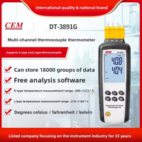Thermomètre à thermocouple à quatre canaux CEM, enregistreur USB, instrument d'inspection de la température DT-3891G, Chine continentale