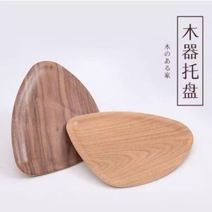 Wooden Triangular <b>Tray</b> Ash Black Walnut 28x22cm Elegant Serving For Hotel Bathroom Toiletries Cake <b>Dinner</b> - Product Image 1