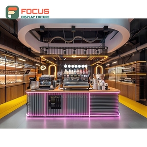 Durable Coffee Display Cabinet Laminate Wood Finish Coffee Bean Display Area Commercial Cafe Cabinet - Product Image 2