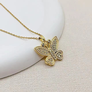 Nuevo y Hermoso Collar con Colgante de Mariposa con Circonitas, Chapado en Oro de 18K, Joyería de Lujo para Bodas y Fiestas - Product Image 5