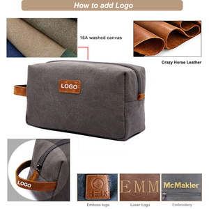 Bolsa de Aseo de Lona y Cuero con Logotipo Personalizado de Fábrica de Guangzhou, Bolsa de Aseo para Hombre, <span class=keywords><strong>Neceser</strong></span> de Viaje para Hombre - Product Image 4